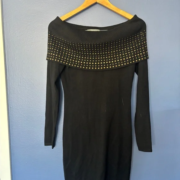 Say What? Black Long Sleeve Studded Dress - Picture 1 of 6